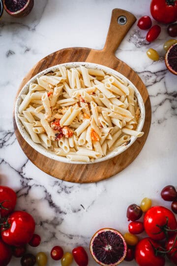 Baked feta pasta with blood orange and olives : At the Immigrant's Table