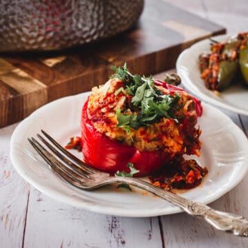 two stuffed peppers