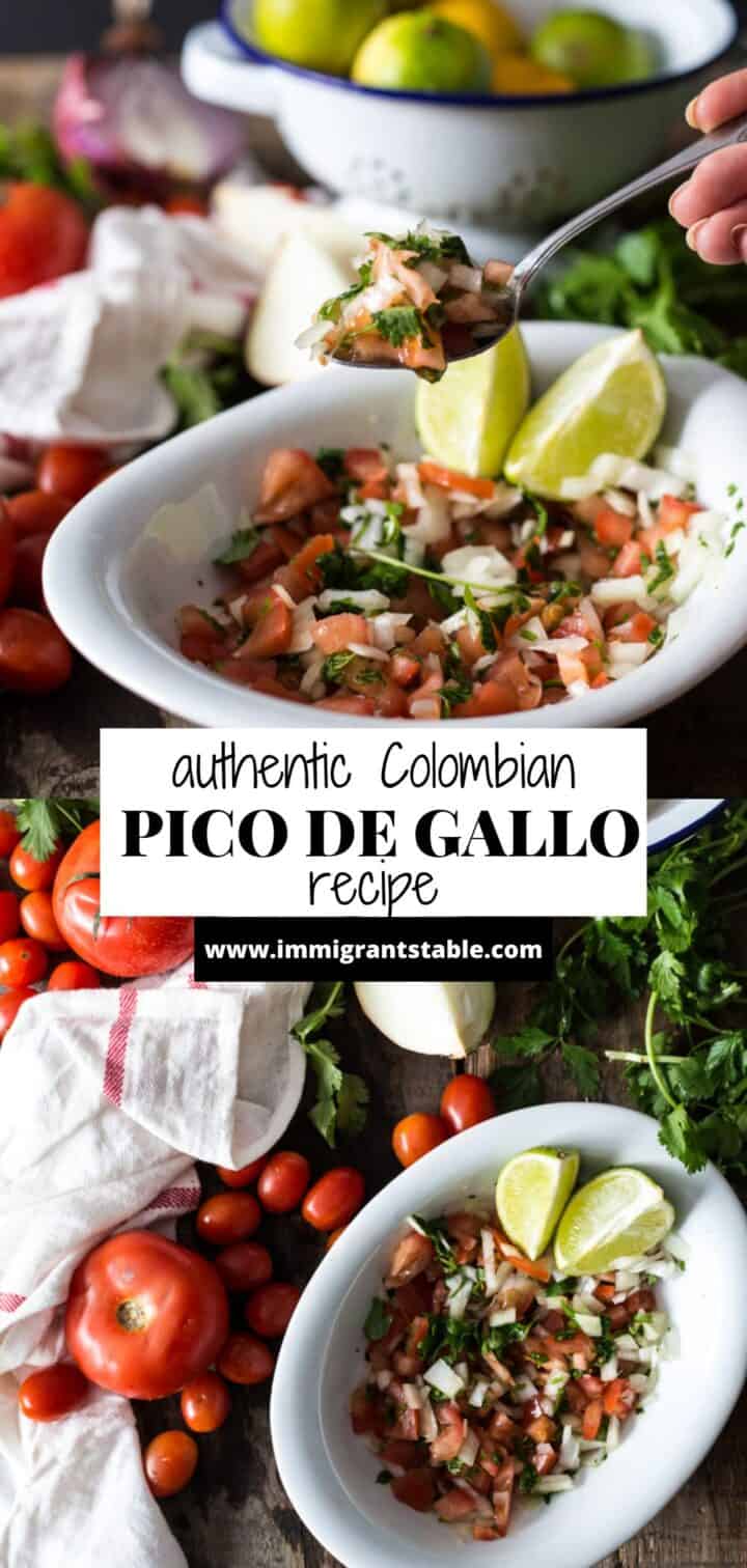 two images of colombian pico de gallo in bowls