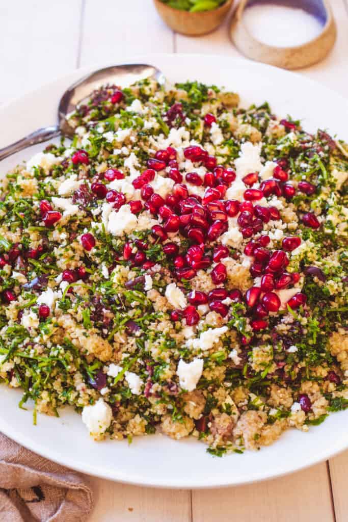 Bulgur salad with feta, blood orange and pomegranate seeds