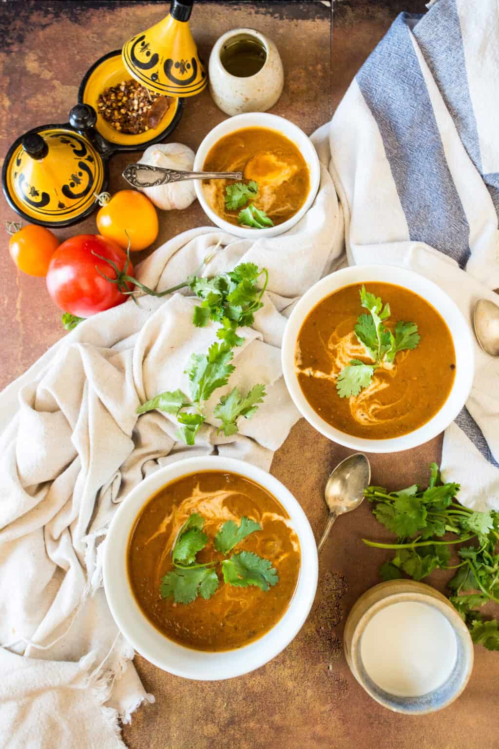 Creamy roasted eggplant soup recipe that is made in one pan