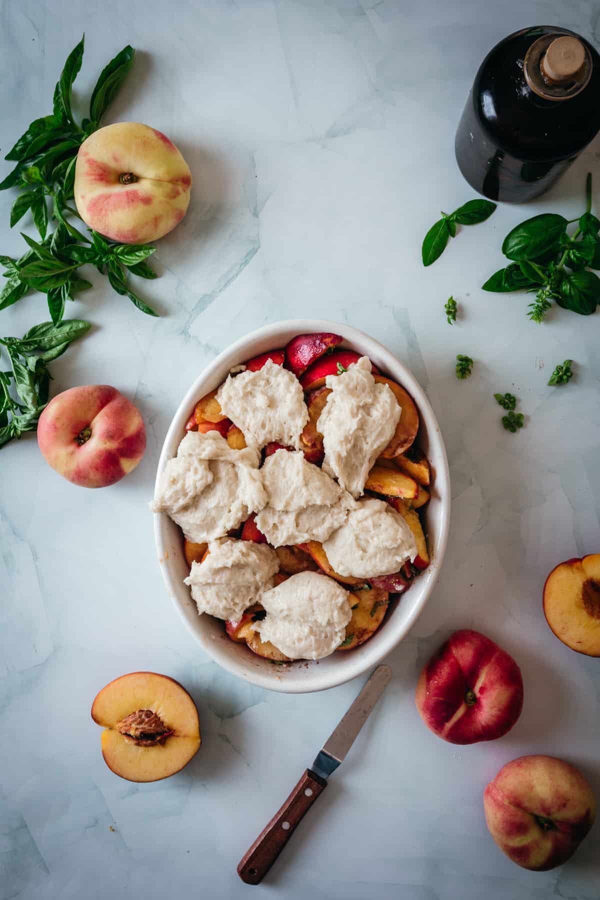 topping on peach cobbler