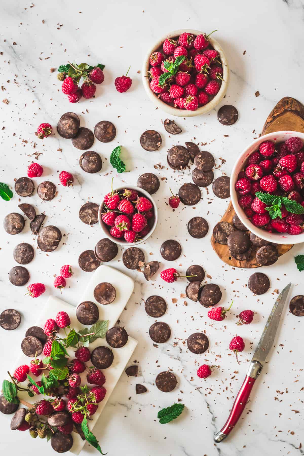 raspberries and chocolate