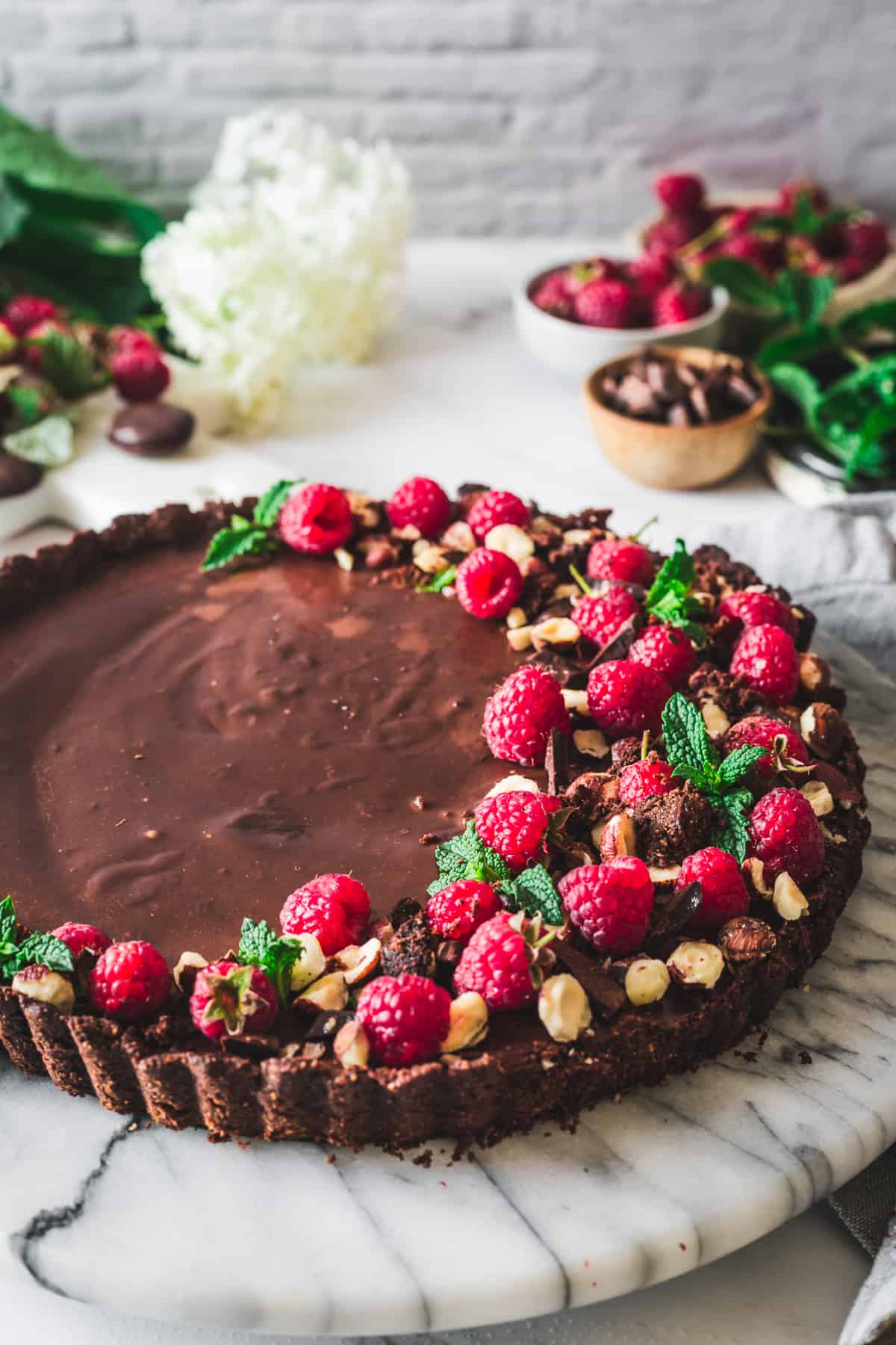 close up on tart toppings