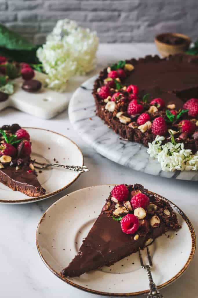 two tart slices on plates