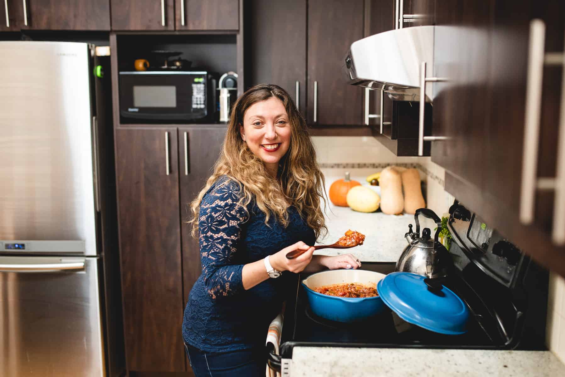 mixing food by stovetop