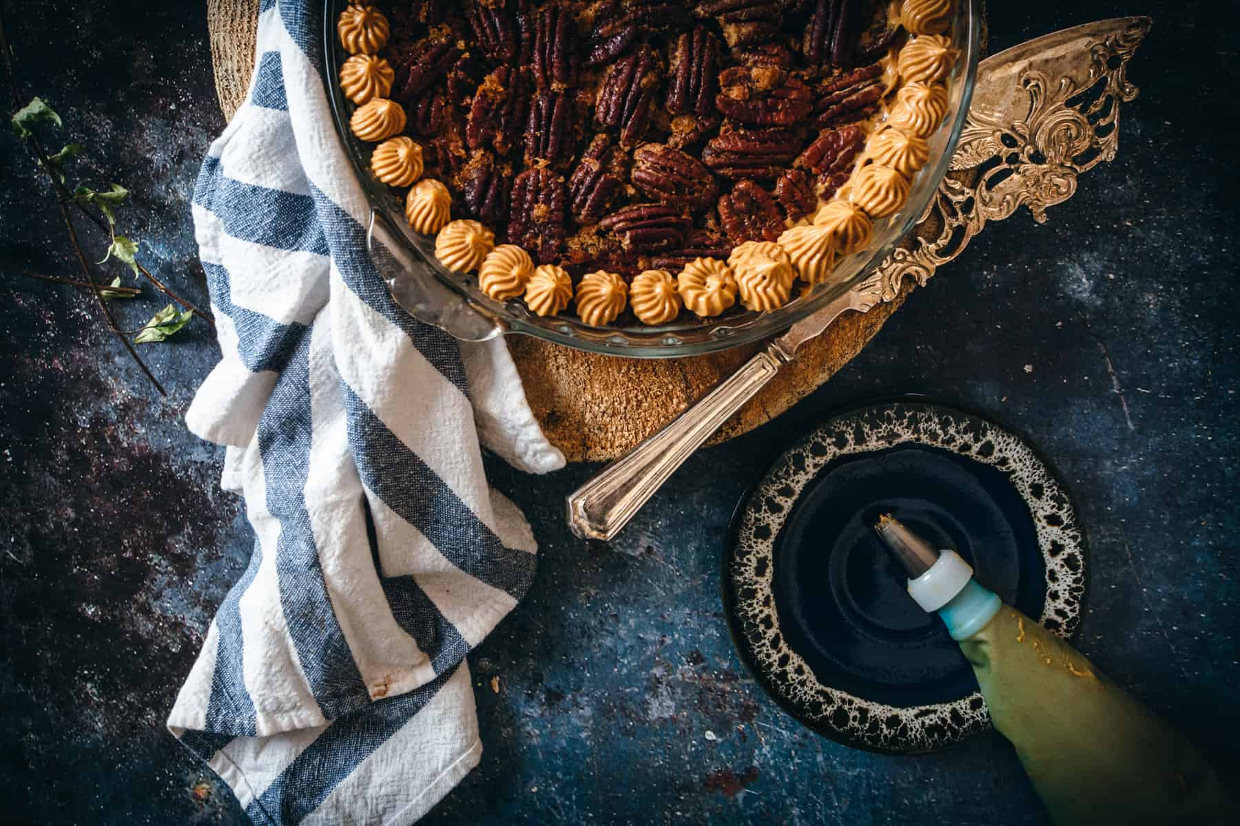 baked gluten free pecan pie and maple dulce de leche