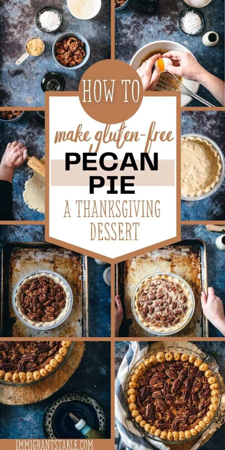 process shots of making gluten free pecan pie