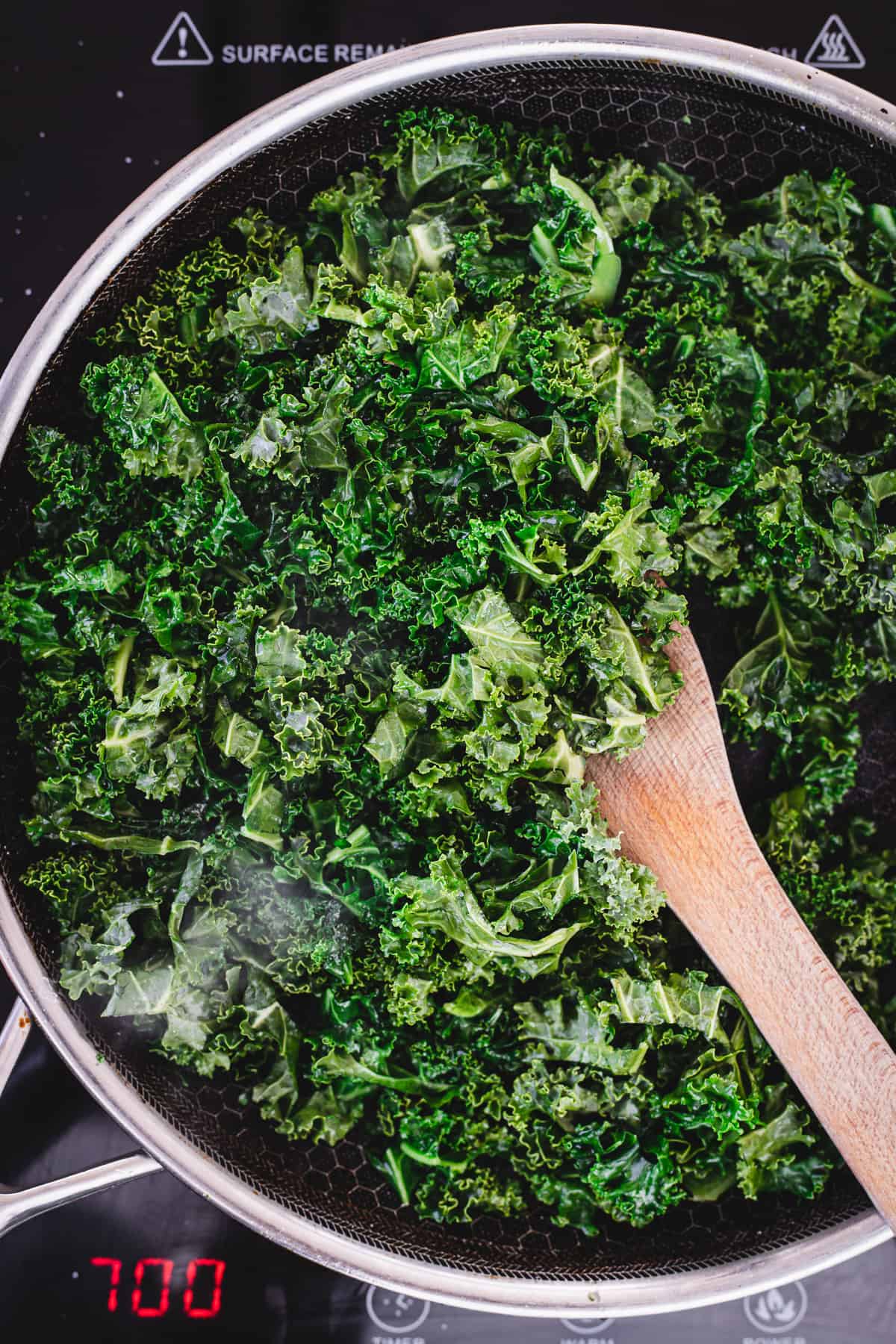 sauteed kale in pan