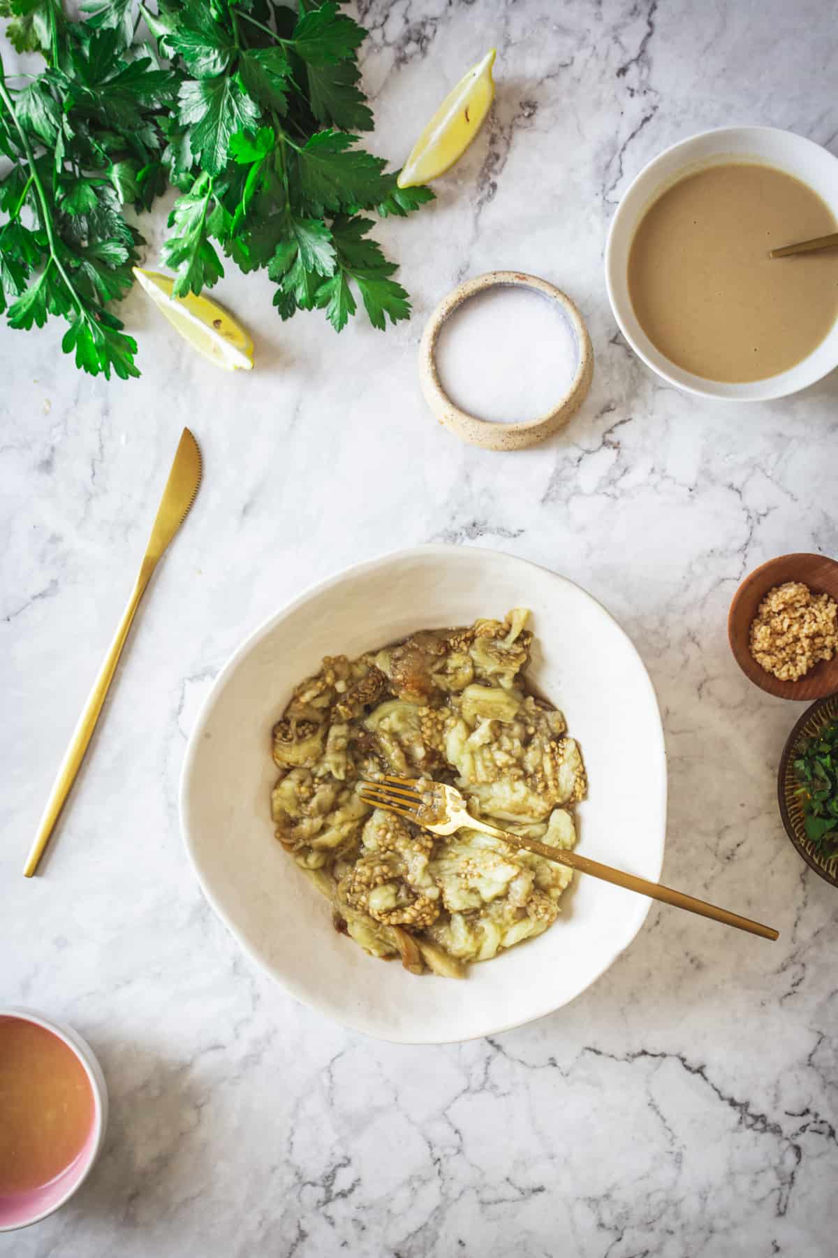 eggplant meat in bowl