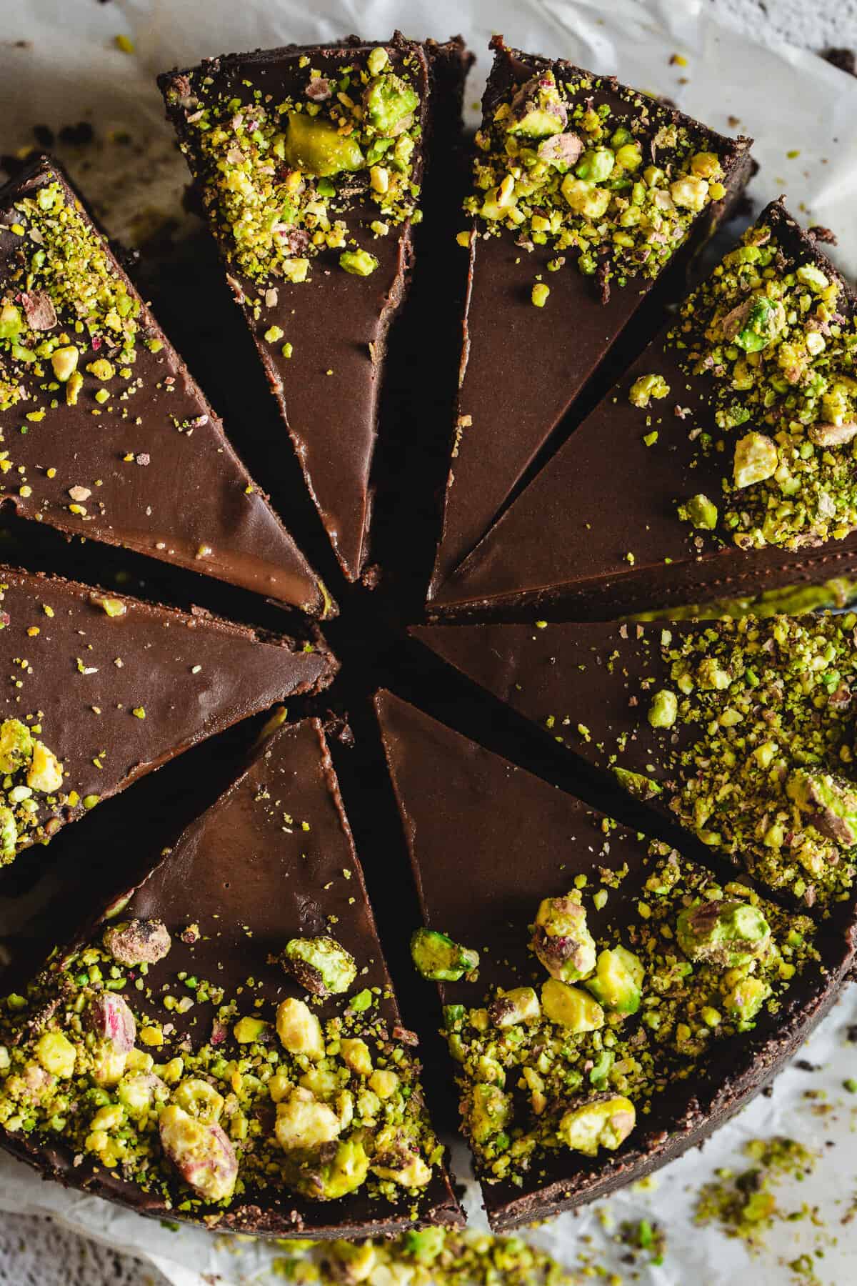 eight pistachio chocolate slices