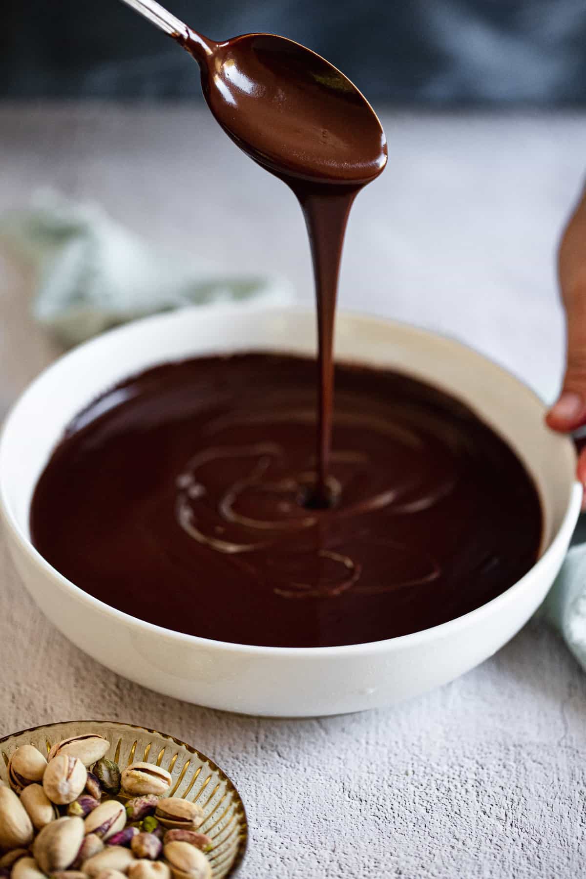 pouring chocolate ganache