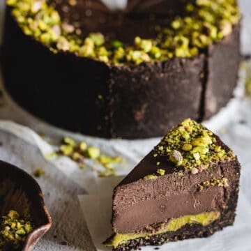a gash in entrance of upper chocolate pistachio cake  Apple olive oil cake Chocolate pistachio cake THUMBNAIL 360x360