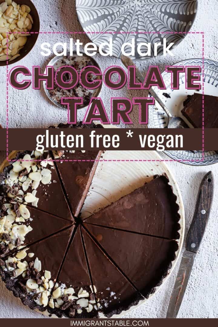 Dark chocolate tart with a hint of salt, perfect for those following a gluten-free or vegan diet.