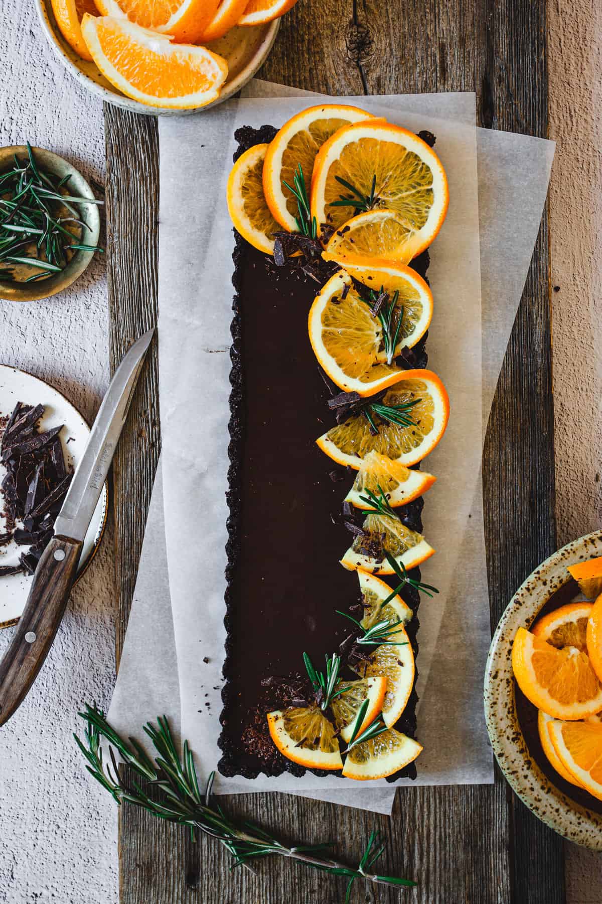 decorated orange chocolate tart