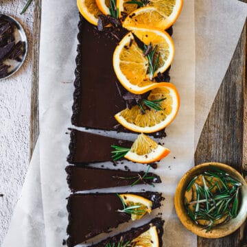 sliced chocolate orange tart