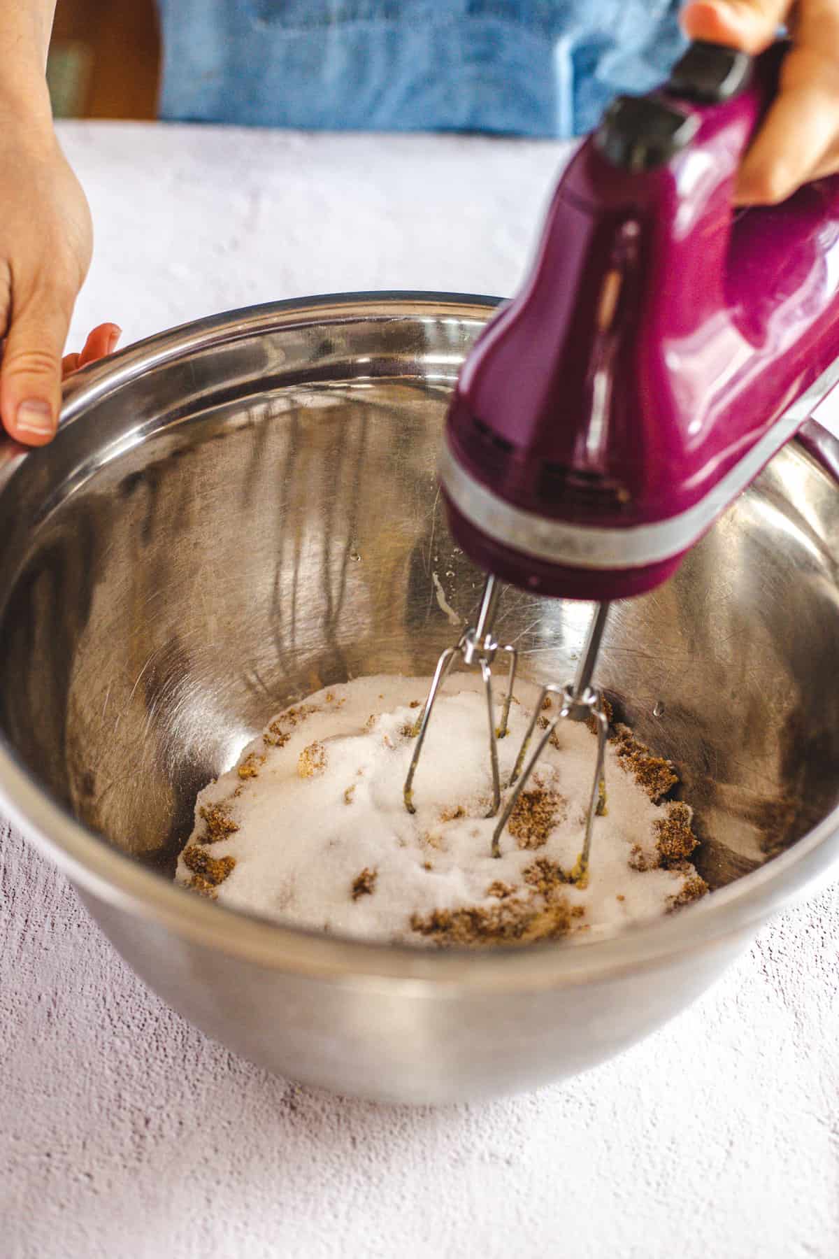 creaming sugar and butter with electric hand mixer
