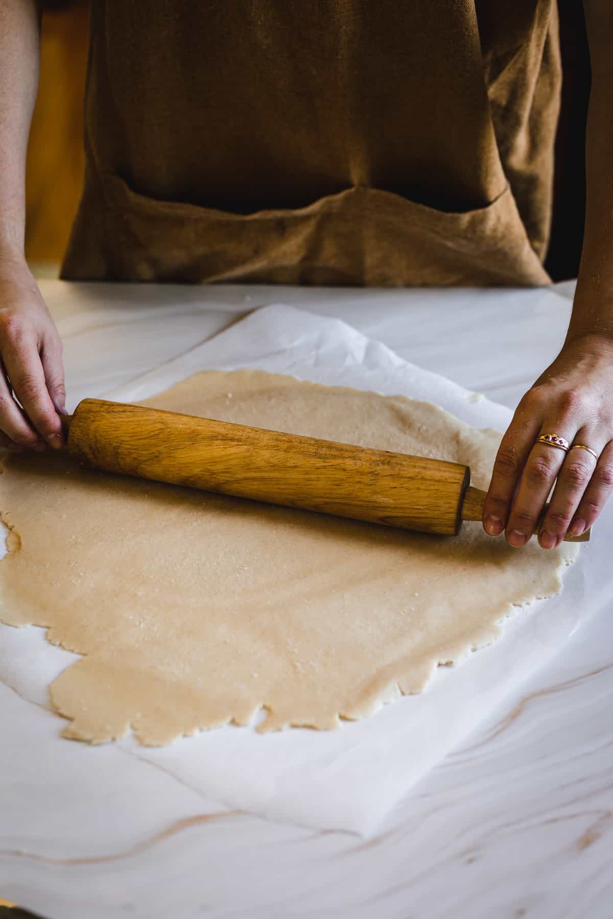 rolling out pie crust