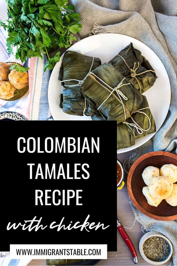 4 colombian tamales on a plate