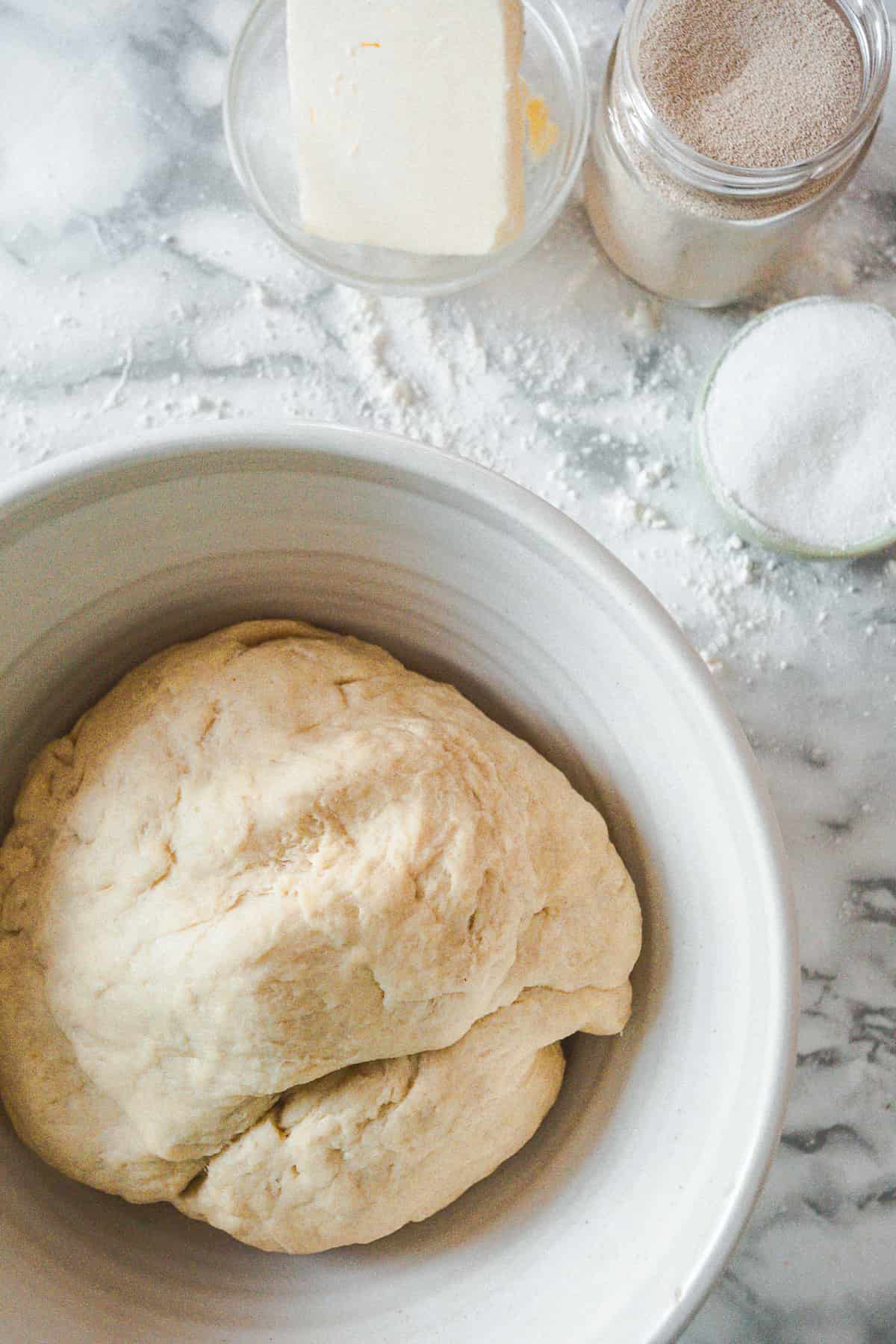 sufganiyot dough in bowl