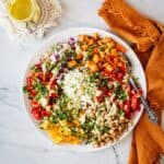 salad overhead with dressing