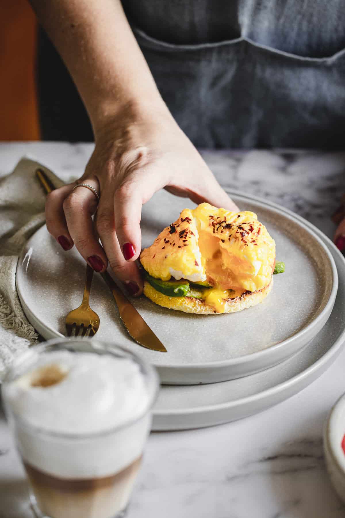 Heart Healthy Eggs Benedict with Butternut Hollandaise