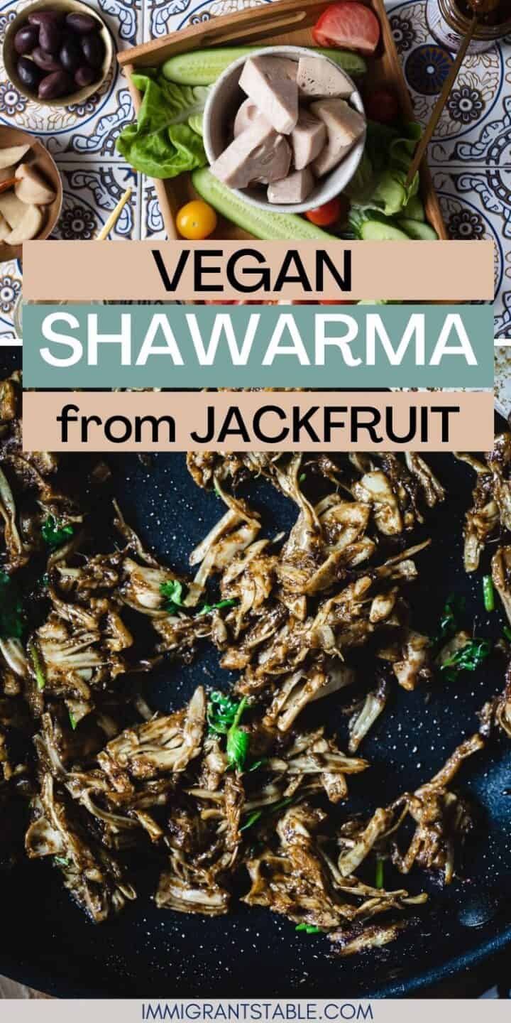 closeup on sauteed jackfruit shawarma