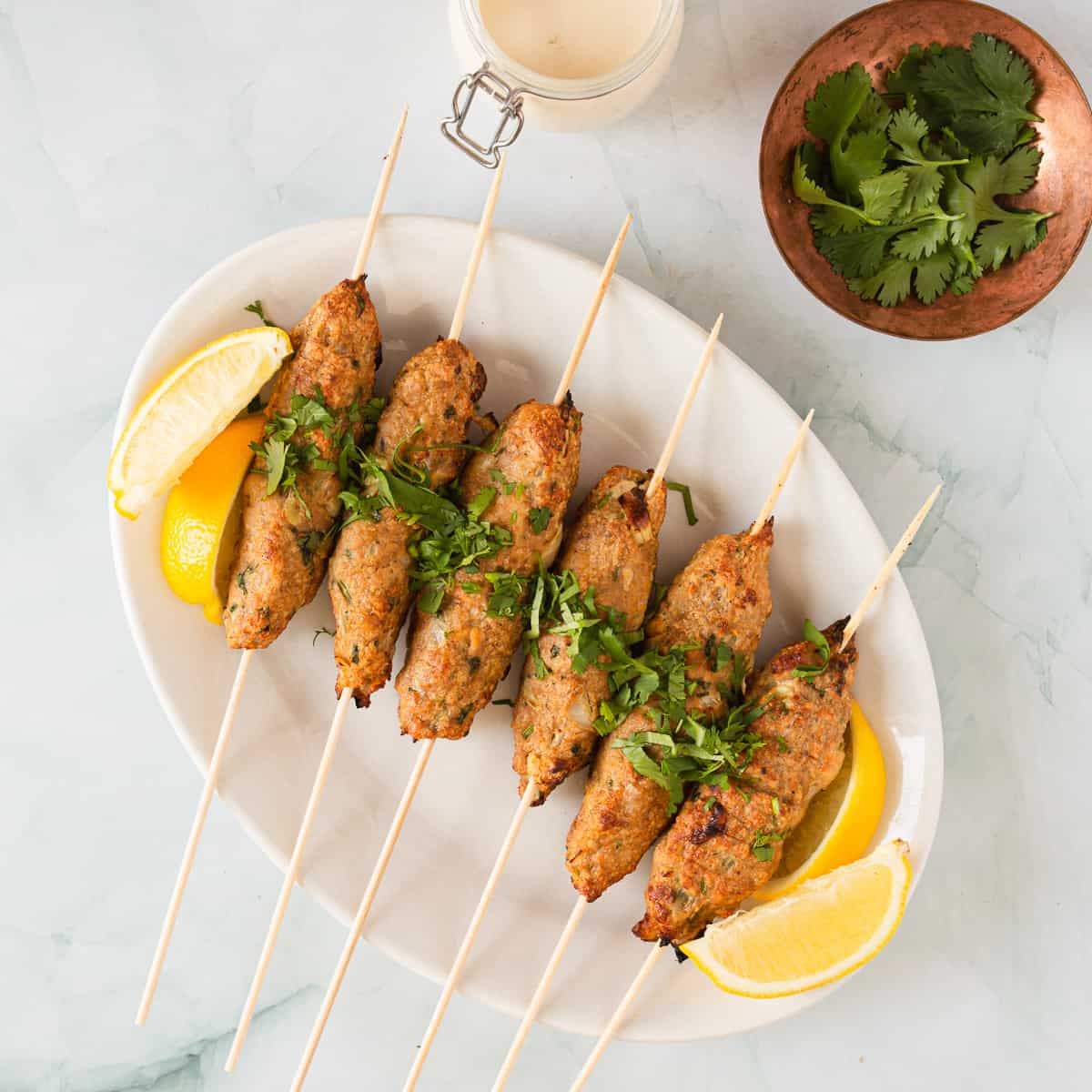 Grilled Middle Eastern Chicken Kofta Kebab Skewers