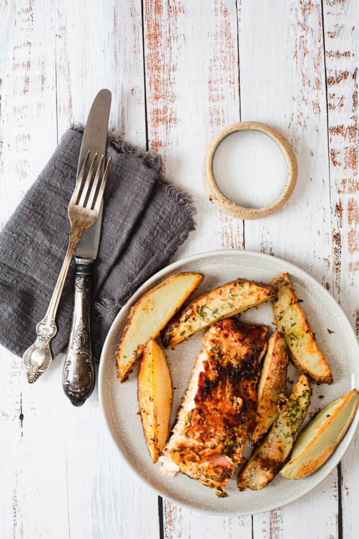 Baked Creamy Salmon with Potatoes Sheet Pan Meal : At the Immigrant's Table
