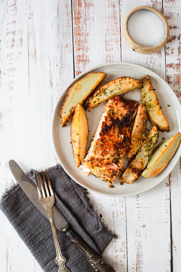 Baked Creamy Salmon with Potatoes Sheet Pan Meal : At the Immigrant's Table