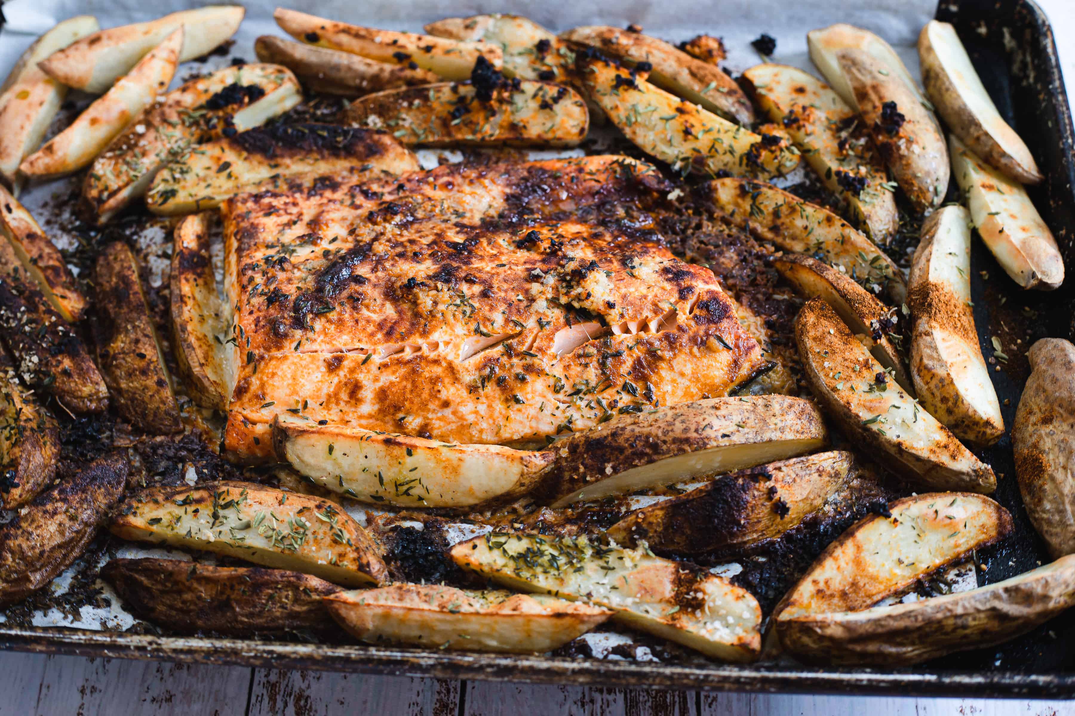 Baked Creamy Salmon with Potatoes Sheet Pan Meal : At the Immigrant's Table