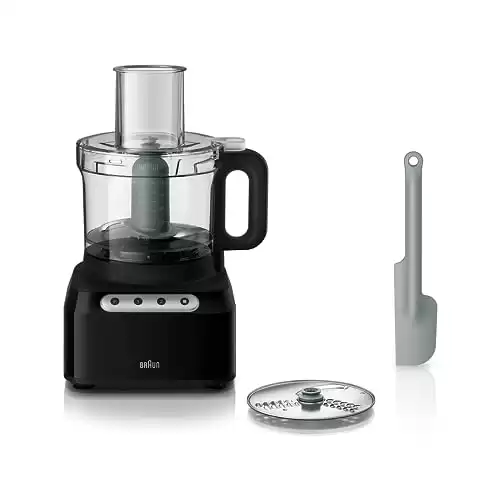 Braun EasyPrep 8-Cup Food Processor, Black - Two Speeds + Pulse Mode - Precision Knife Blade & 2-in-1 Slicing Disc - Secure Design - Easy Cleanup - Dishwasher Safe