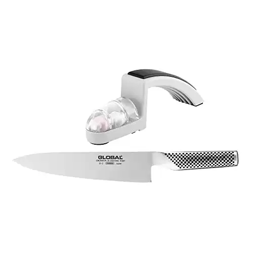 Global Knives 8" Chef's Knife (G-2) with 220/GB Knife Sharpener Set