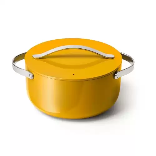 Caraway Nonstick Ceramic Dutch Oven Pot with Lid (6.5 qt, 10.5") - Non Toxic, PTFE & PFOA Free - Oven Safe & Compatible with All Stovetops (Gas, Electric & Induction) - Marigold