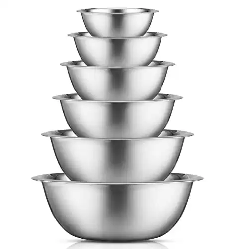 Stainless Steel Mixing Bowl Set of 6 Bowls