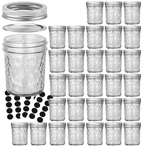 VERONES Mason Jars 6 OZ, 30 PACK 6oz Mason jars Canning Jars Jelly Jars With Lids, Ideal for Jam, Honey, Wedding Favors, Shower Favors