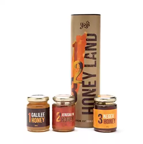 Israeli Pure Raw Wildflower Honey, Honey Land Gift Set (3 x 4.4 oz)