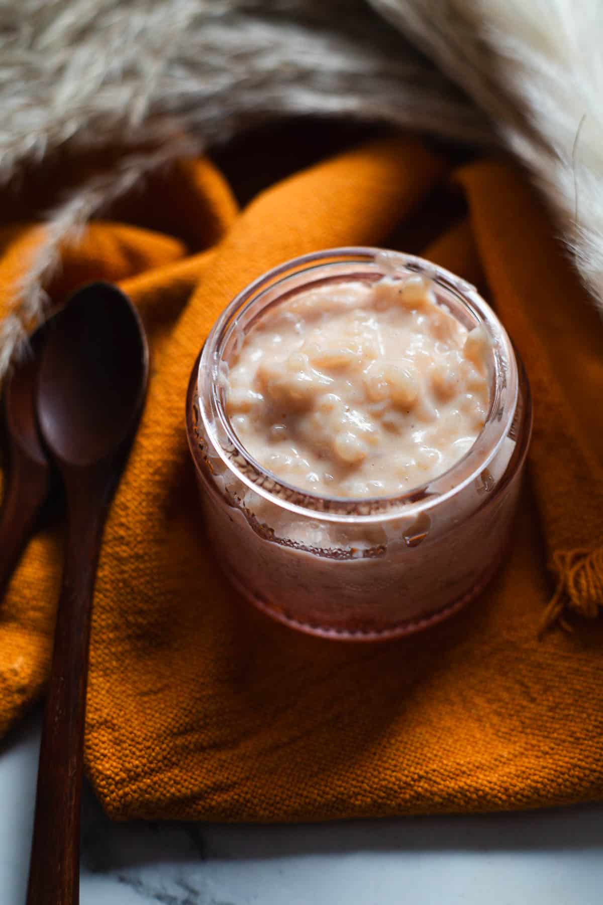 Colombian rice pudding with spoon
