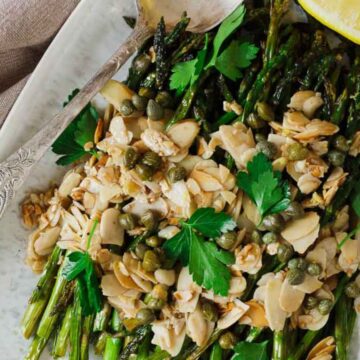 Air-fried asparagus spears with crispy texture.