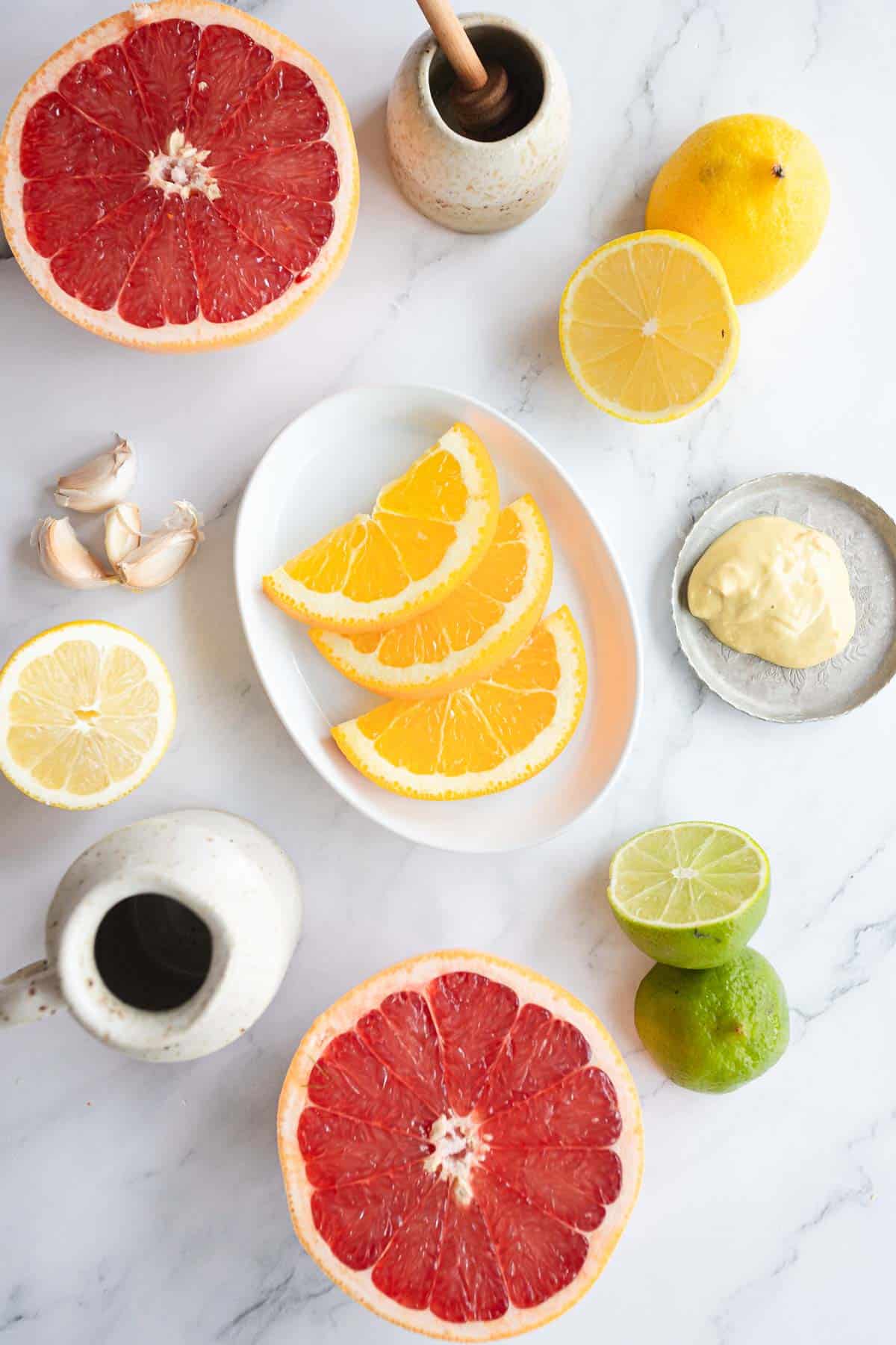 Ingredients for a citrus chicken marinade.