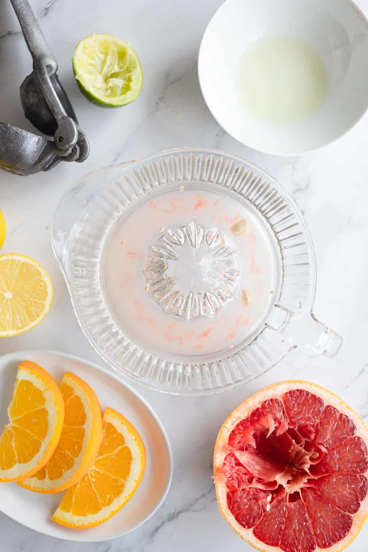 The process of making a citrus marinade for chicken.