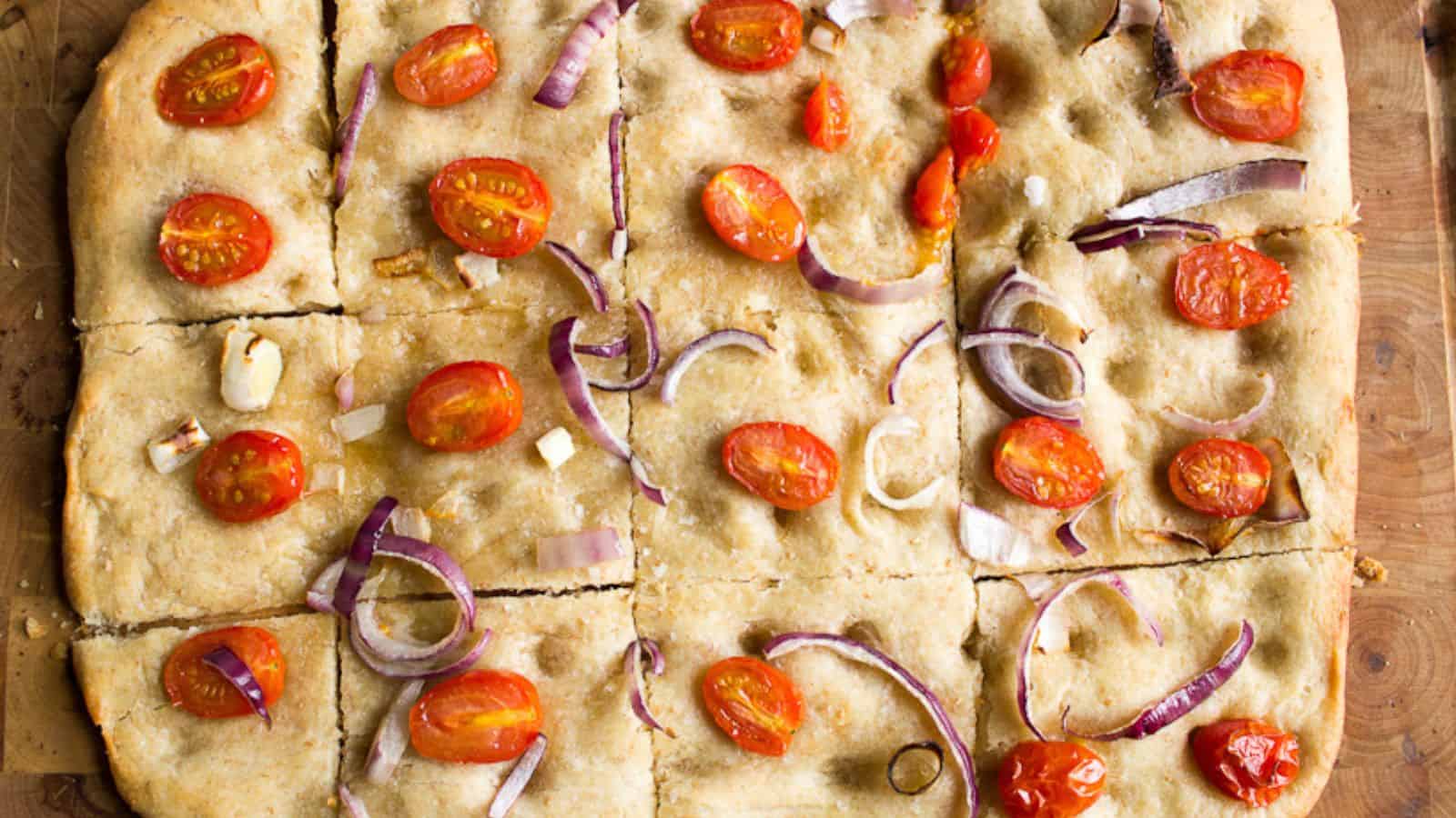 A pillowy sourdough focaccia.