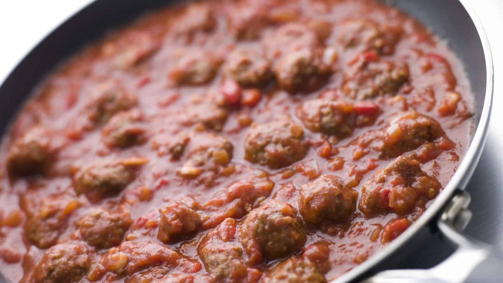 Meatballs with sauce in a pan