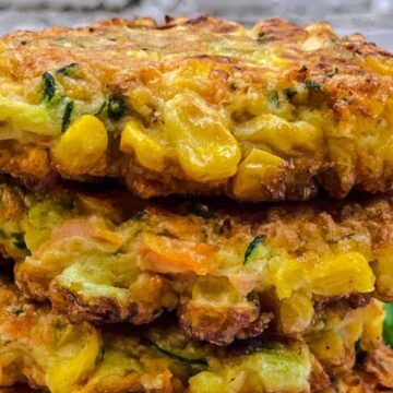 Stack of vegetable fritters.
