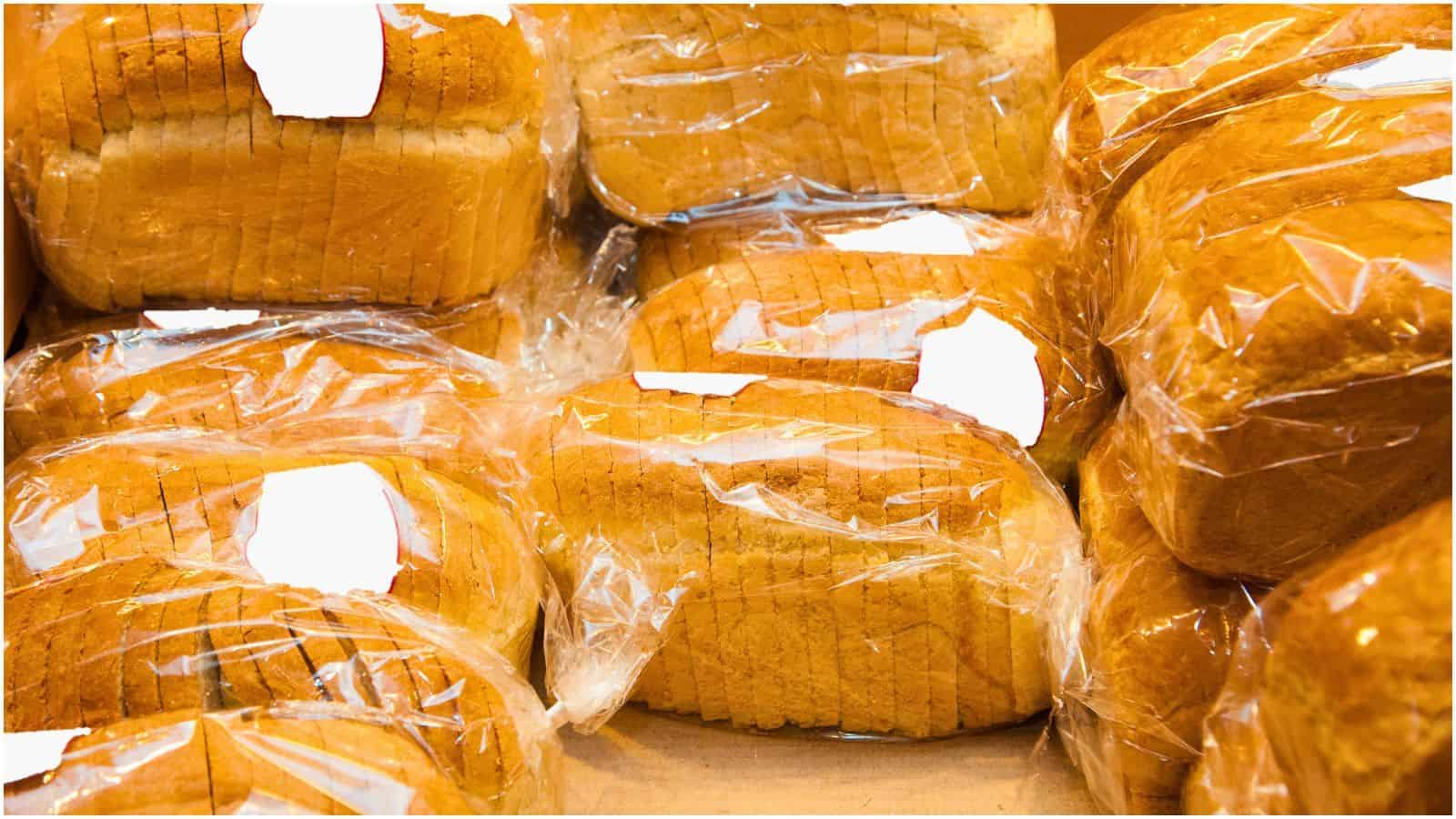 Lots of bread packed in plastic