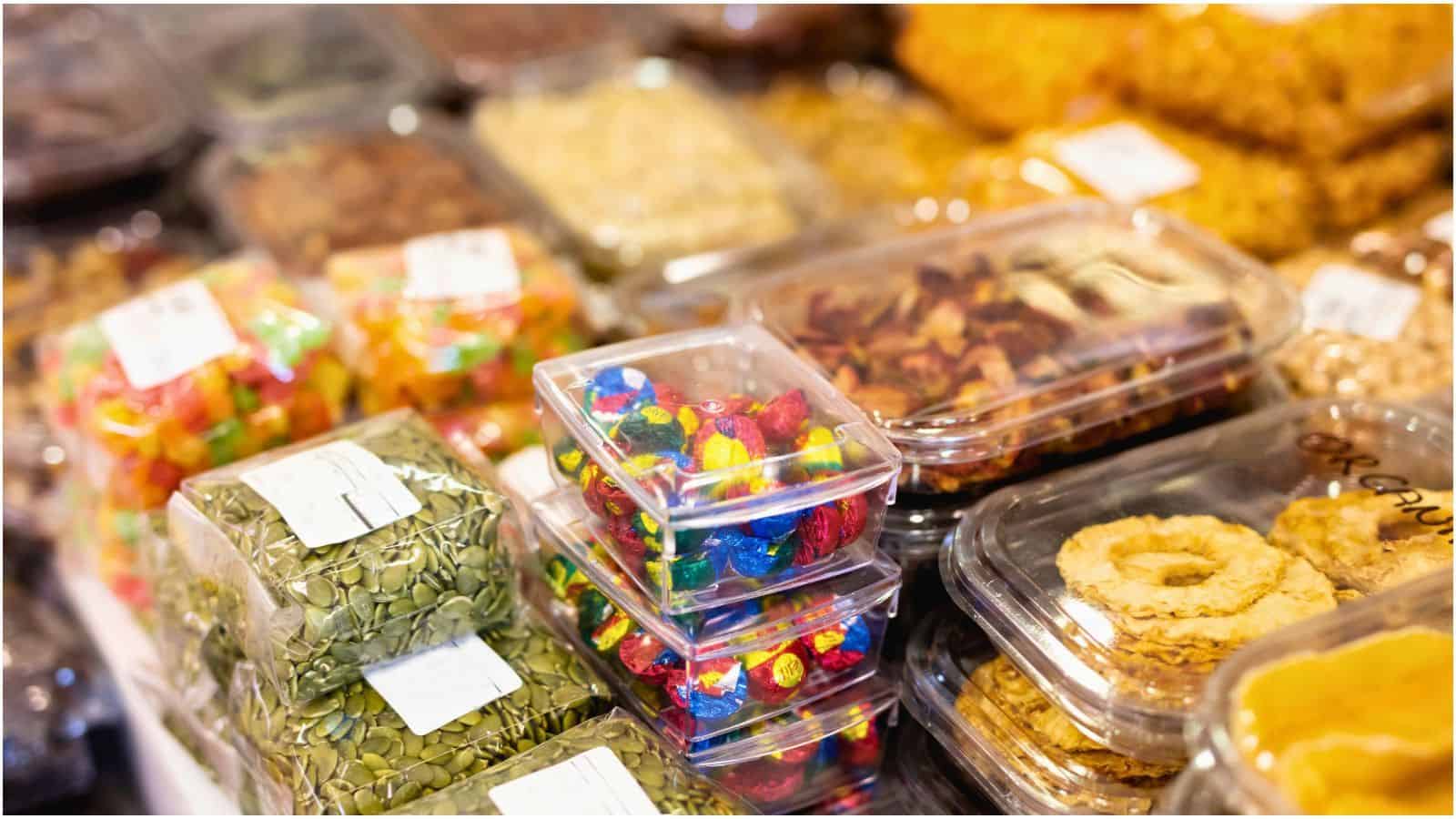 A variety of baked goods in containers