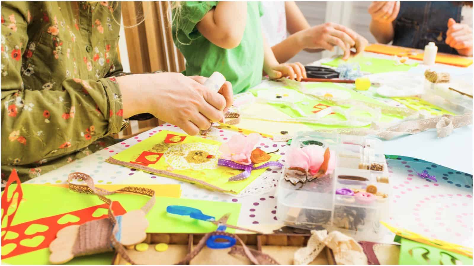 Kids doing craft projects