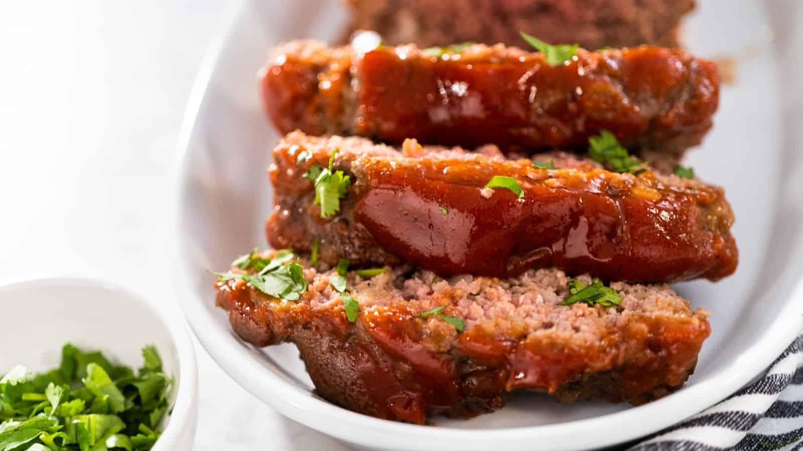 Close-up photo of sliced meatloaf