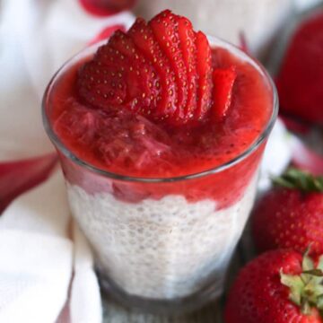 Close up on chia pudding.