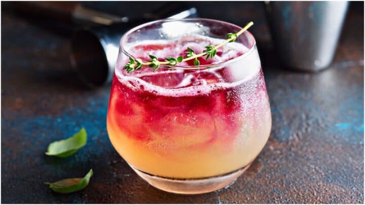 Close-up photo of a cocktail with syrup